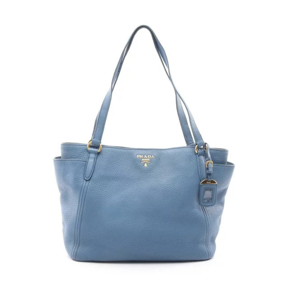 Prada Vitello Daino leather shoulder tote Blue